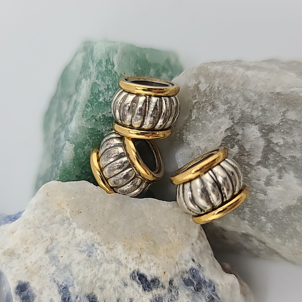 $54 Brighton Set Of 3 "Mara" Two Tone Bead Spacers! Current Stock At Brighton!